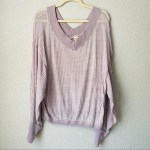 Free People We The Free South Side Thermal V-Neck Top Sz M